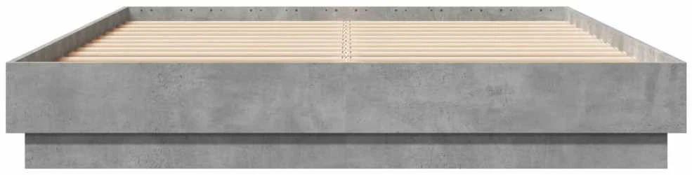 Lovos rėmas su LED lemputėmis, betono pilkos spalvos, 150x200cm