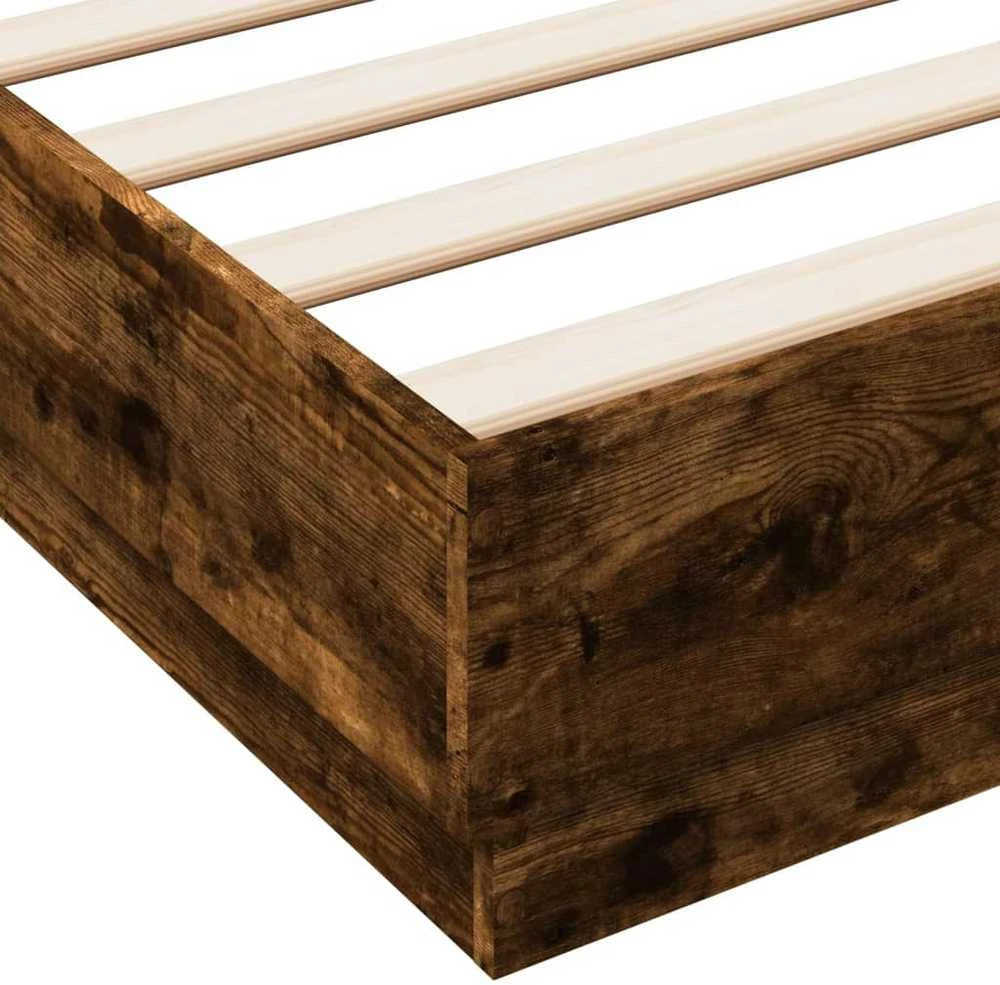 Lovos rėmas su LED lemputėmis, dūminio ąžuolo, 160x200cm