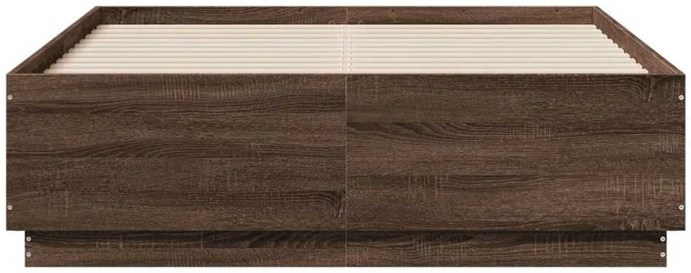 Lovos rėmas su LED, rudas ąžuolo, 120x190cm, apdirbta mediena