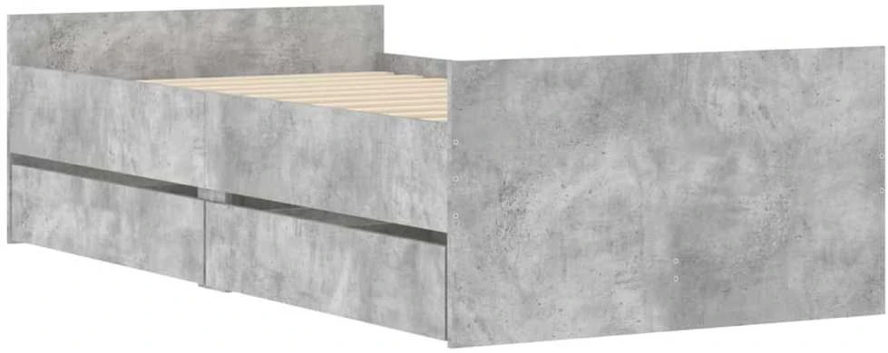 Lovos rėmas su stalčiais, betono pilkos spalvos, 90x200cm