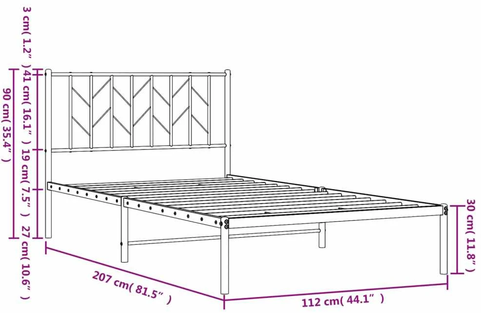 Lova Metalinis lovos rėmas su galvūgaliu, baltos spalvos, 107x203cm