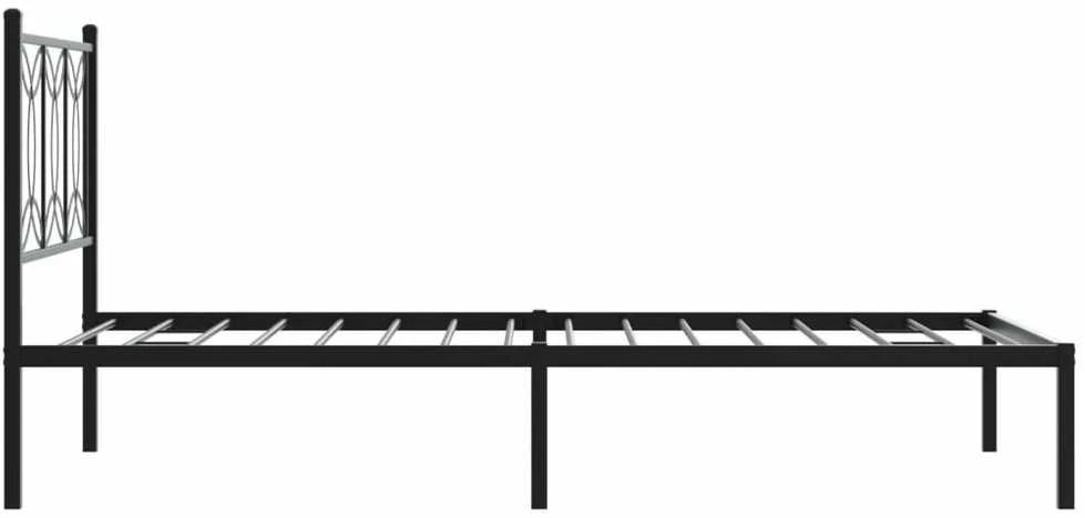 Metalinis lovos rėmas su galvūgaliu, juodos spalvos, 100x200cm