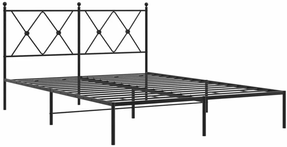 Lova Metalinis lovos rėmas su galvūgaliu, juodos spalvos, 135x190cm
