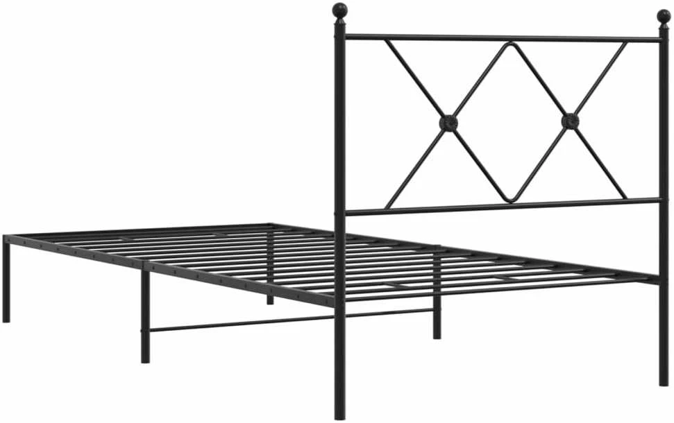 Metalinis lovos rėmas su galvūgaliu, juodos spalvos, 90x190cm