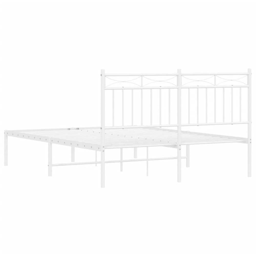 Lova Metalinis lovos rėmas su galvūgaliu, baltos spalvos, 135x190cm