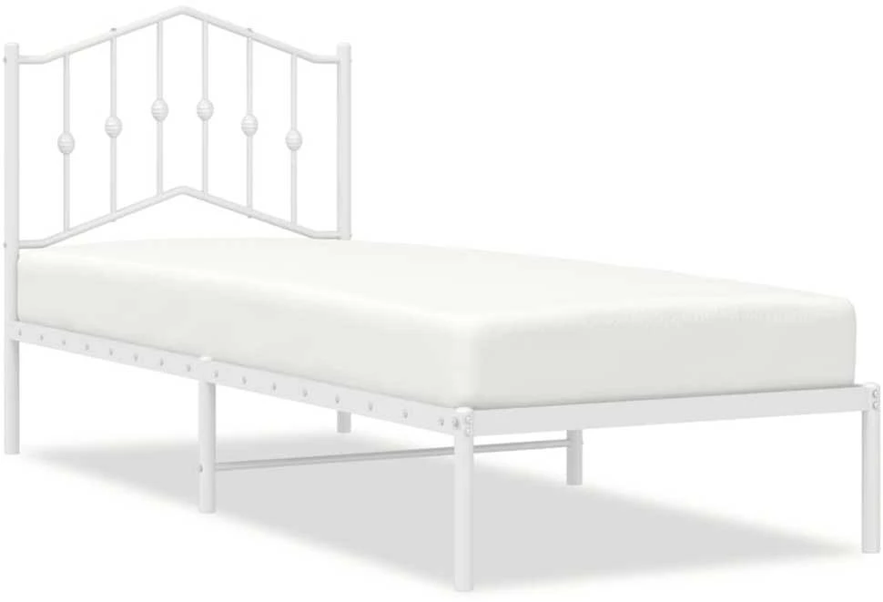Metalinis lovos rėmas su galvūgaliu, baltos spalvos, 75x190cm