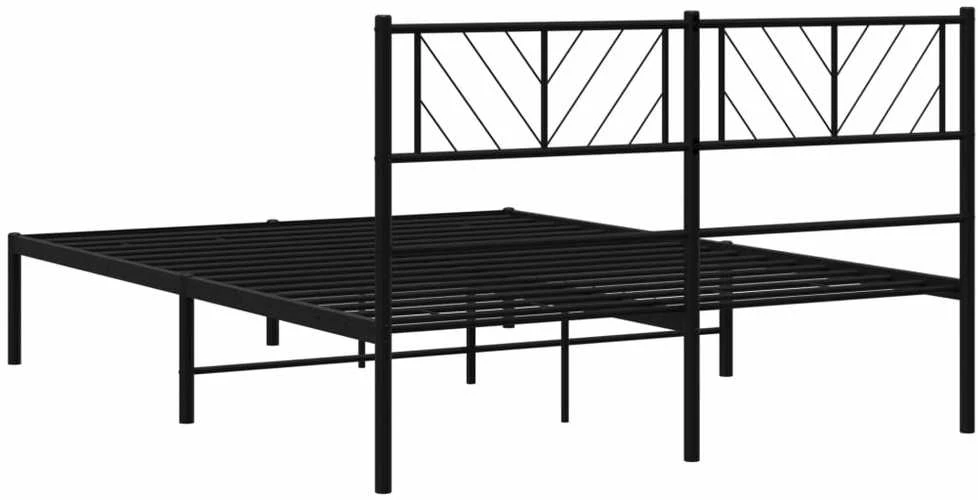Metalinis lovos rėmas su galvūgaliu, juodos spalvos, 140x190cm