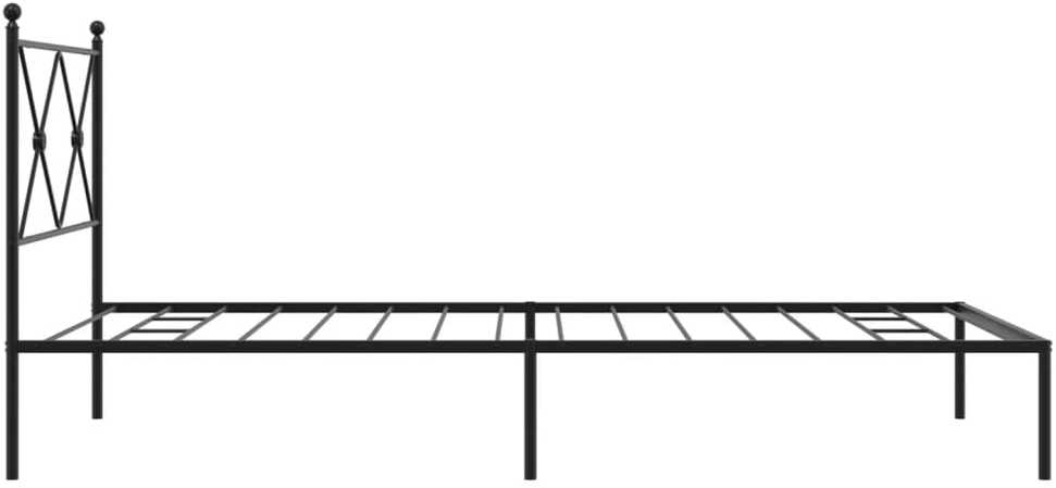 Metalinis lovos rėmas su galvūgaliu, juodos spalvos, 100x200cm