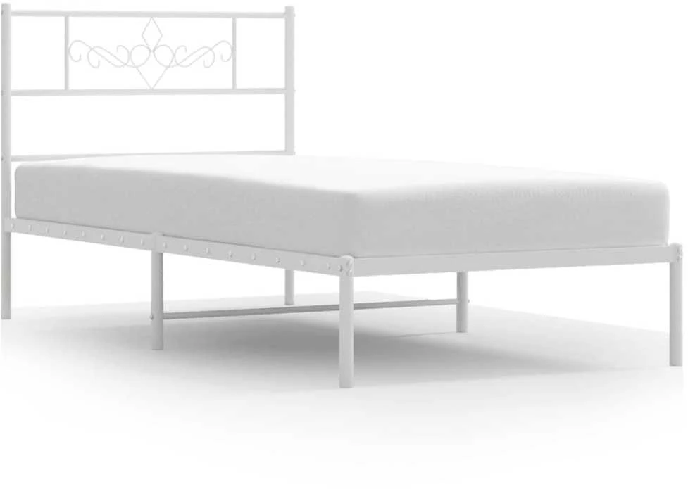 Metalinis lovos rėmas su galvūgaliu, baltos spalvos, 75x190cm