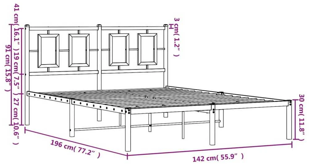 Lova Metalinis lovos rėmas su galvūgaliu, baltos spalvos, 135x190cm