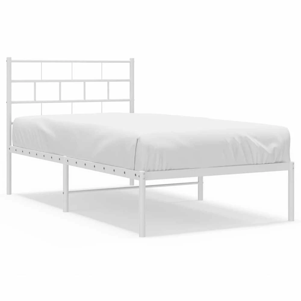 Lova Metalinis lovos rėmas su galvūgaliu, baltos spalvos, 107x203cm