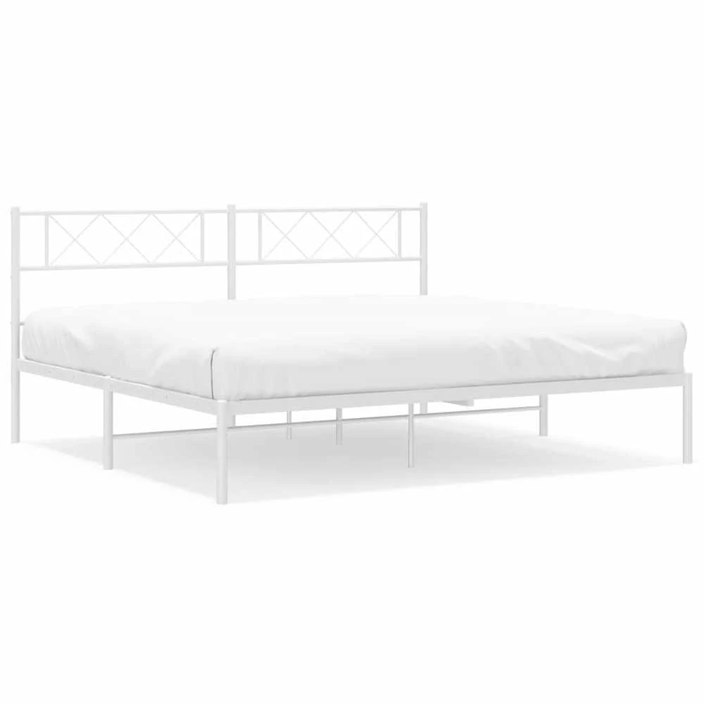 Lova Metalinis lovos rėmas su galvūgaliu, baltos spalvos, 183x213cm