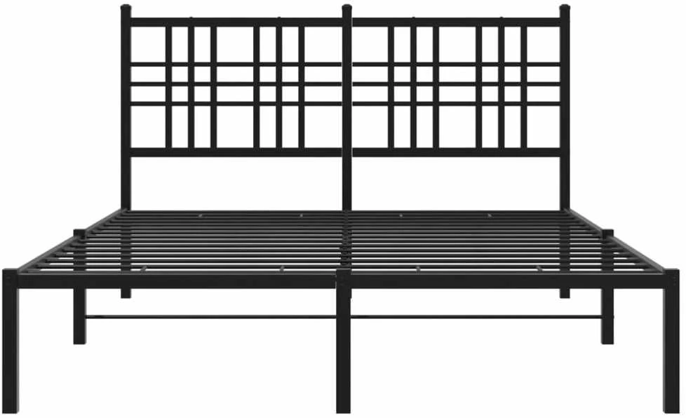 Metalinis lovos rėmas su galvūgaliu, juodos spalvos, 140x190cm
