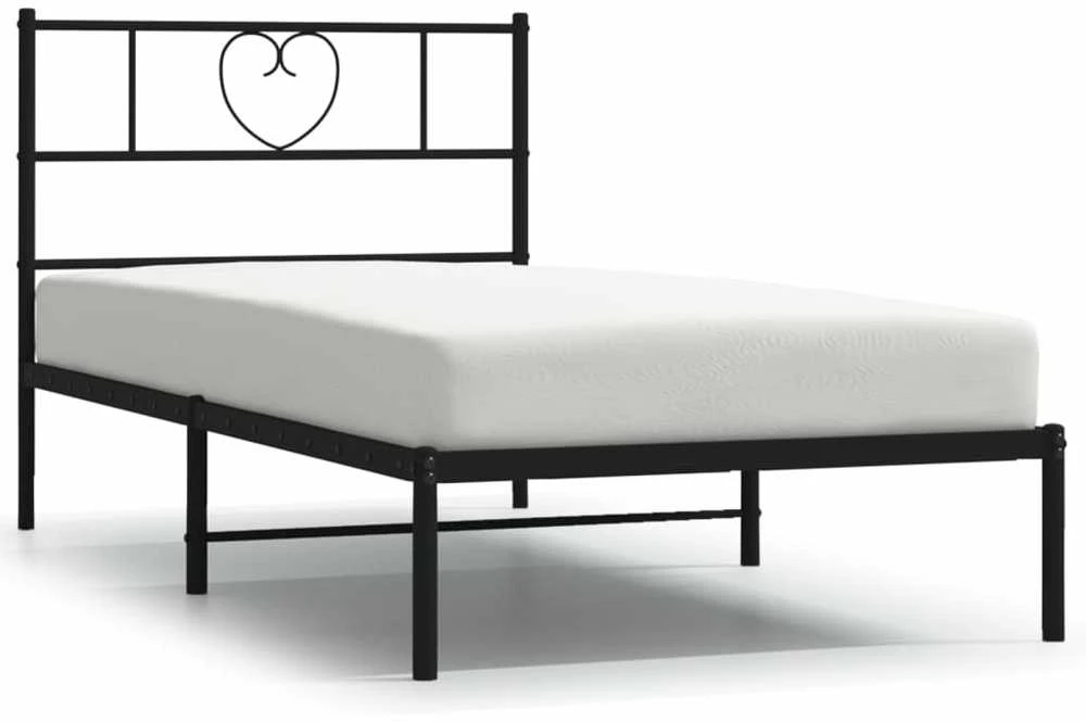 Metalinis lovos rėmas su galvūgaliu, juodos spalvos, 75x190cm