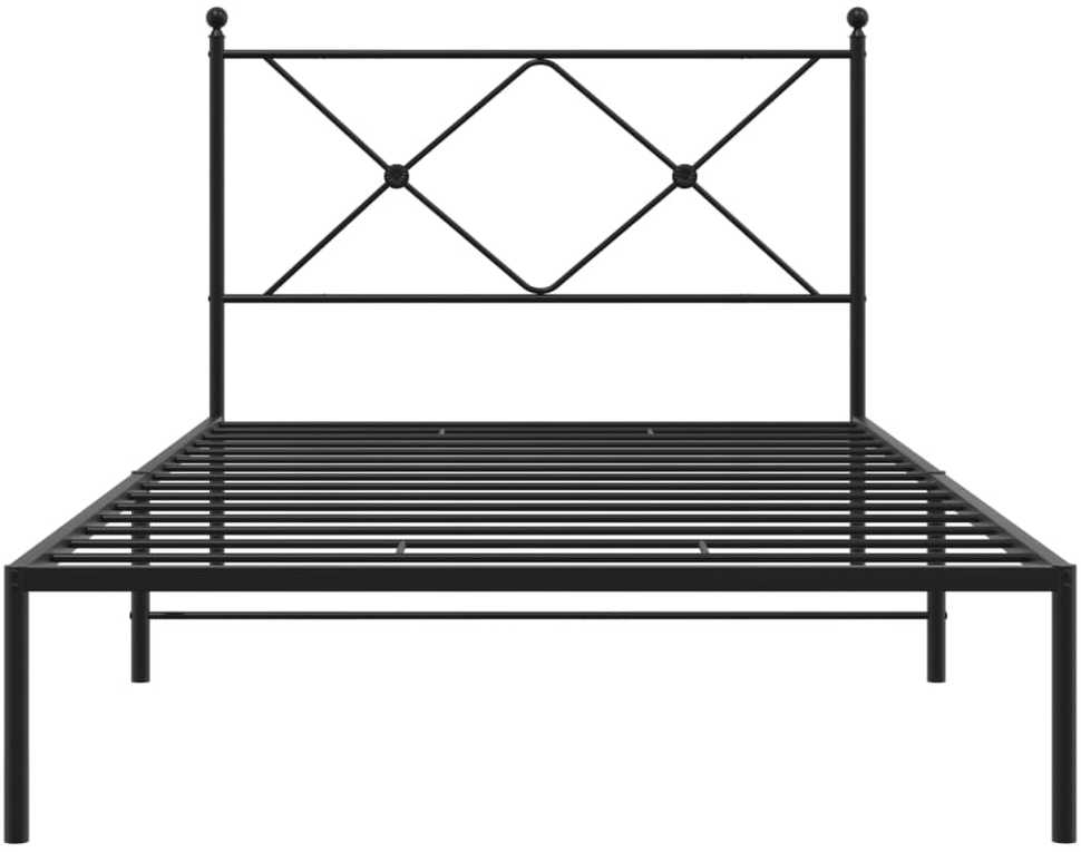 Metalinis lovos rėmas su galvūgaliu, juodos spalvos, 100x200cm