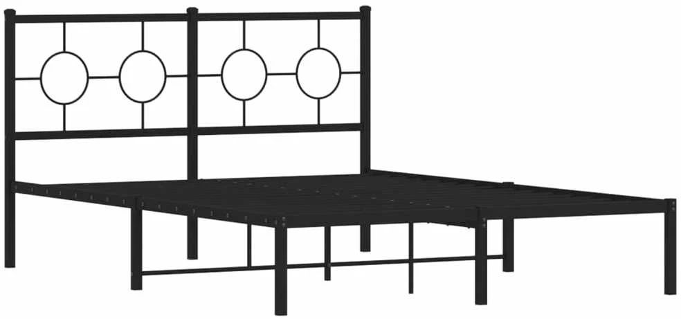 Lova Metalinis lovos rėmas su galvūgaliu, juodos spalvos, 135x190cm