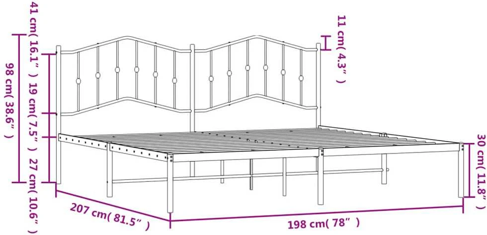 Lova Metalinis lovos rėmas su galvūgaliu, juodos spalvos, 193x203cm