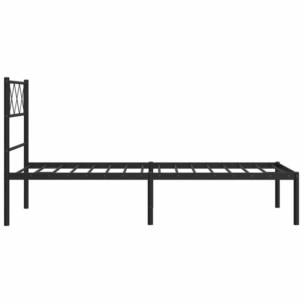 Metalinis lovos rėmas su galvūgaliu, juodos spalvos, 75x190cm