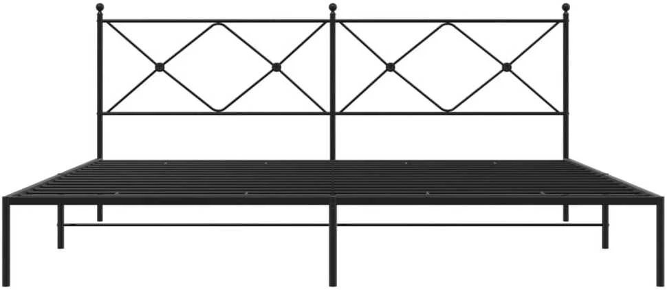 Metalinis lovos rėmas su galvūgaliu, juodos spalvos, 200x200cm