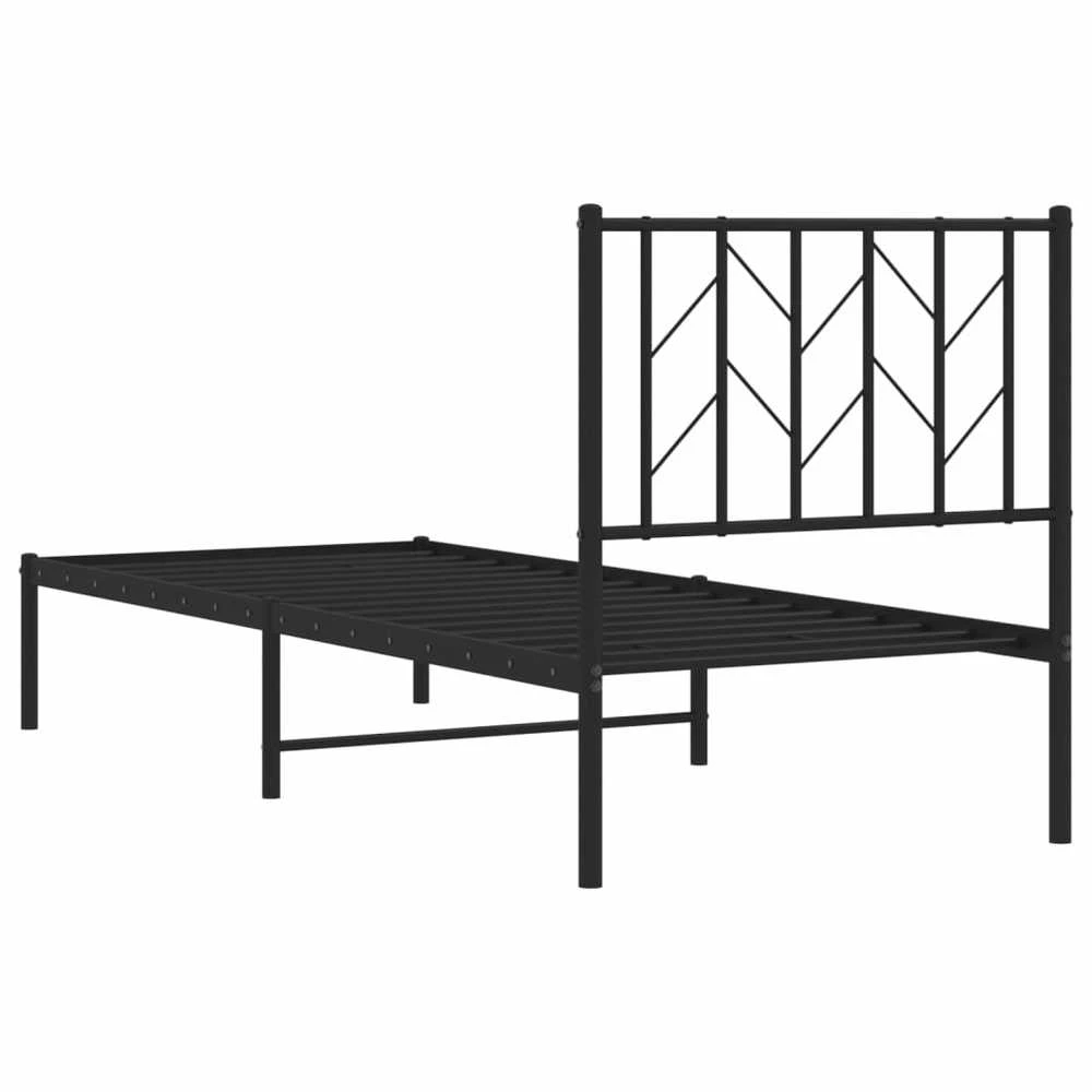 Metalinis lovos rėmas su galvūgaliu, juodos spalvos, 75x190cm
