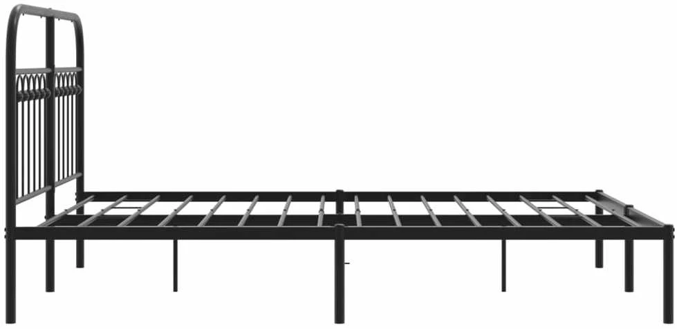 Metalinis lovos rėmas su galvūgaliu, juodos spalvos, 140x200cm
