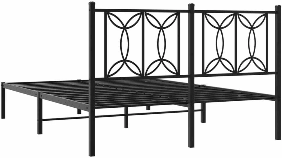 Lova Metalinis lovos rėmas su galvūgaliu, juodos spalvos, 135x190cm