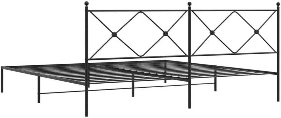 Metalinis lovos rėmas su galvūgaliu, juodos spalvos, 200x200cm