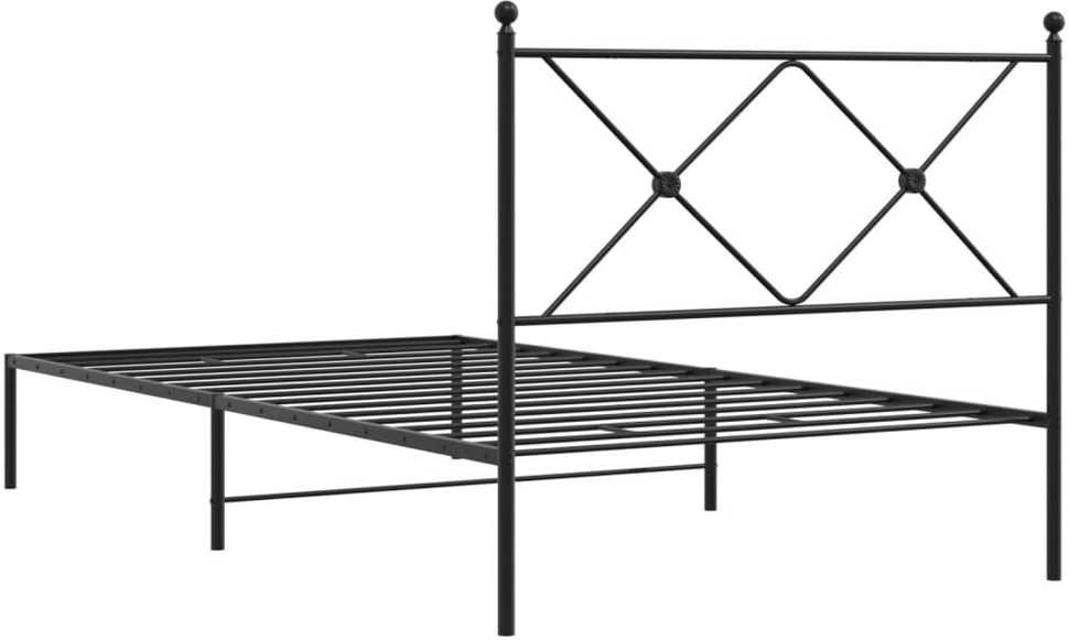 Metalinis lovos rėmas su galvūgaliu, juodos spalvos, 100x200cm