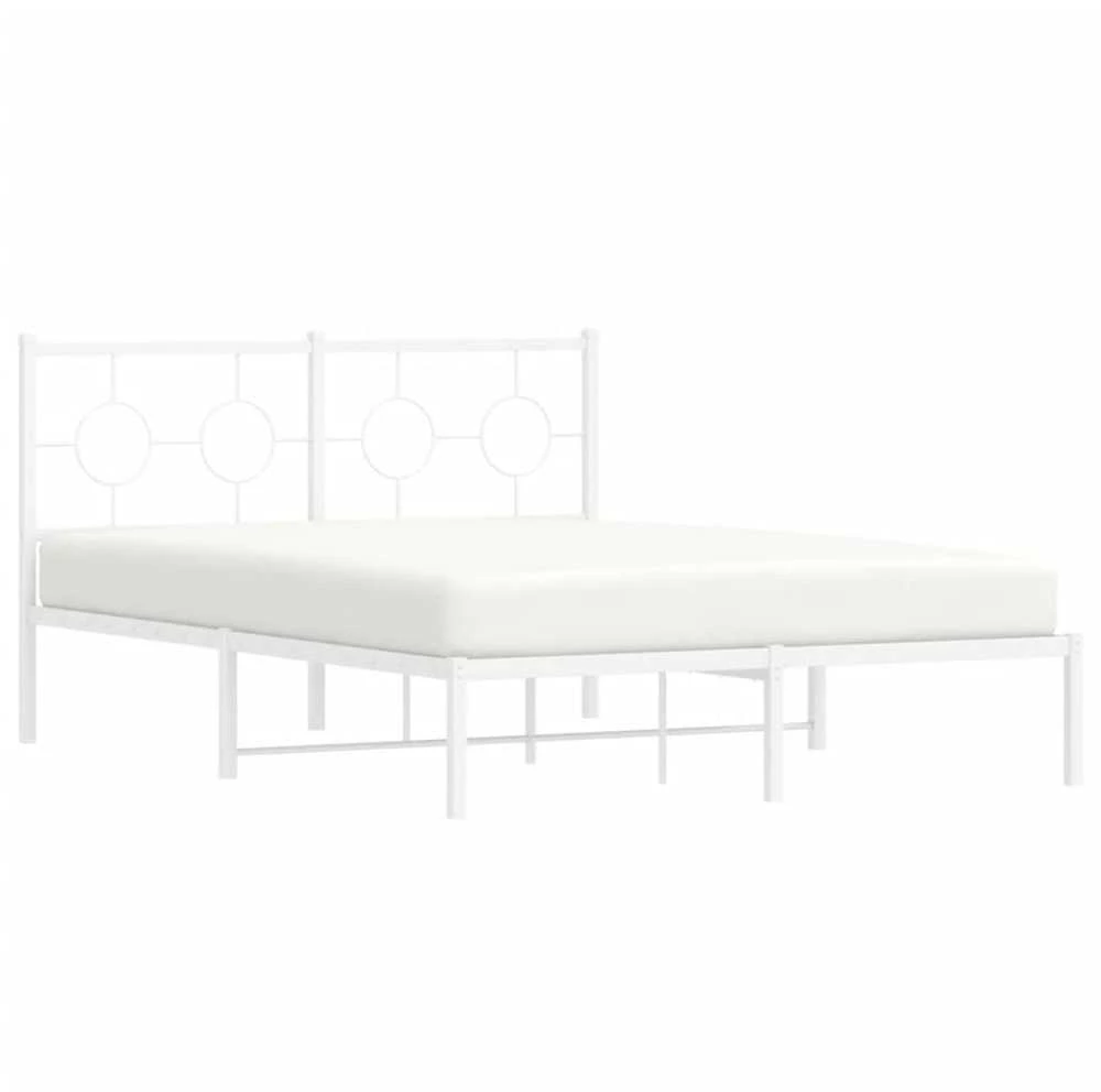 Lova Metalinis lovos rėmas su galvūgaliu, baltos spalvos, 135x190cm