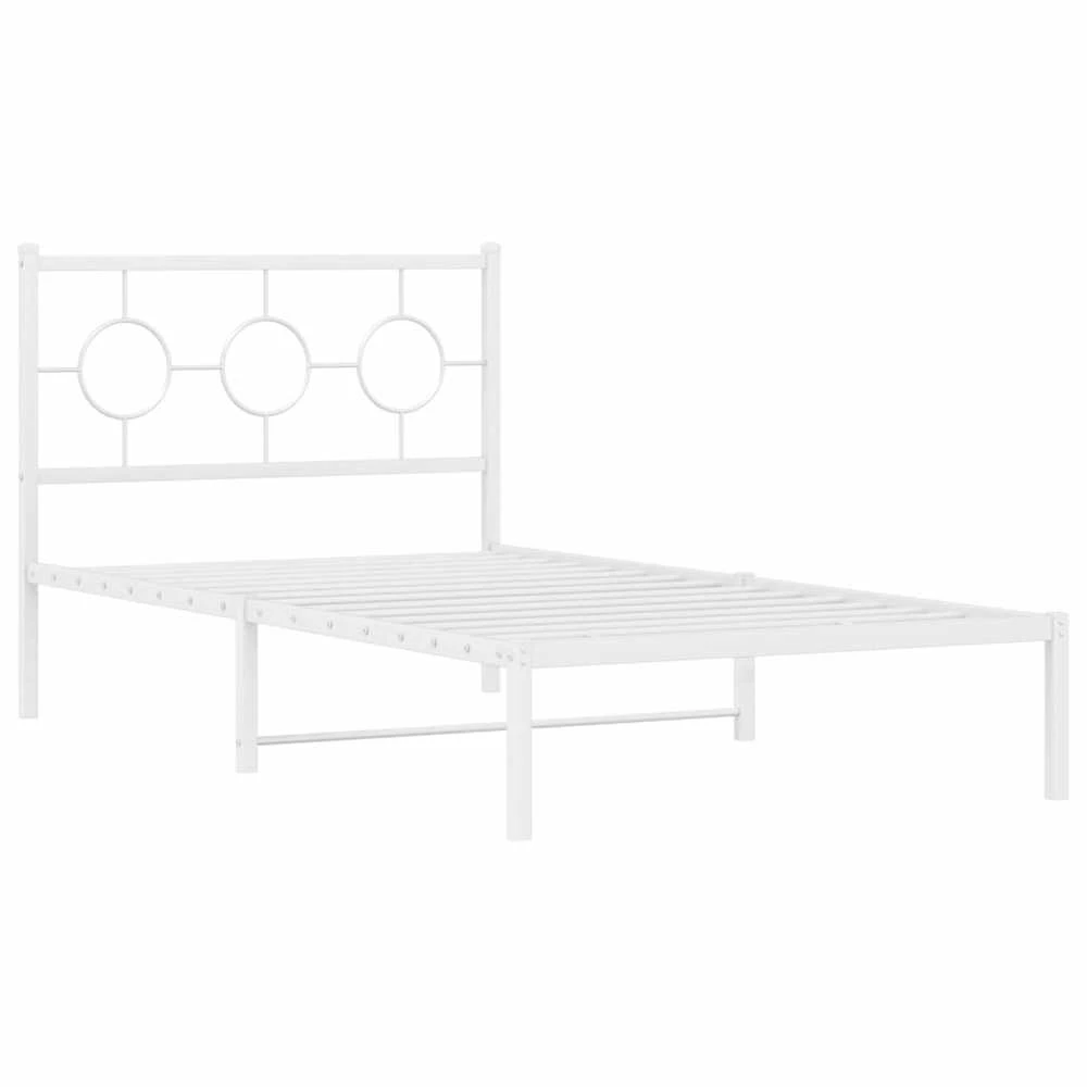 Metalinis lovos rėmas su galvūgaliu, baltos spalvos, 100x200cm