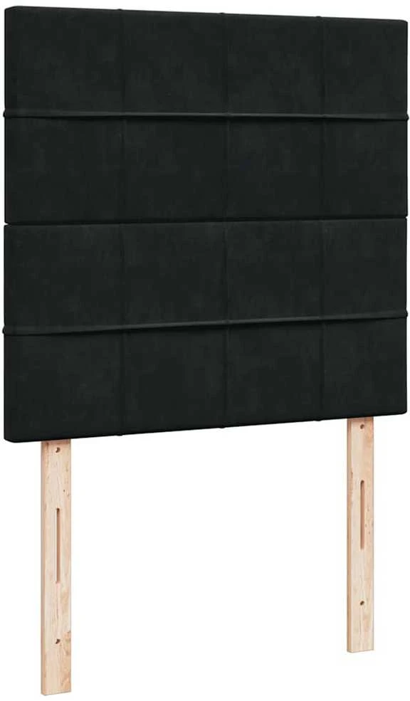Osmanų lovos rėmas su čiužiniais, juodas, 80x200cm, aksomas