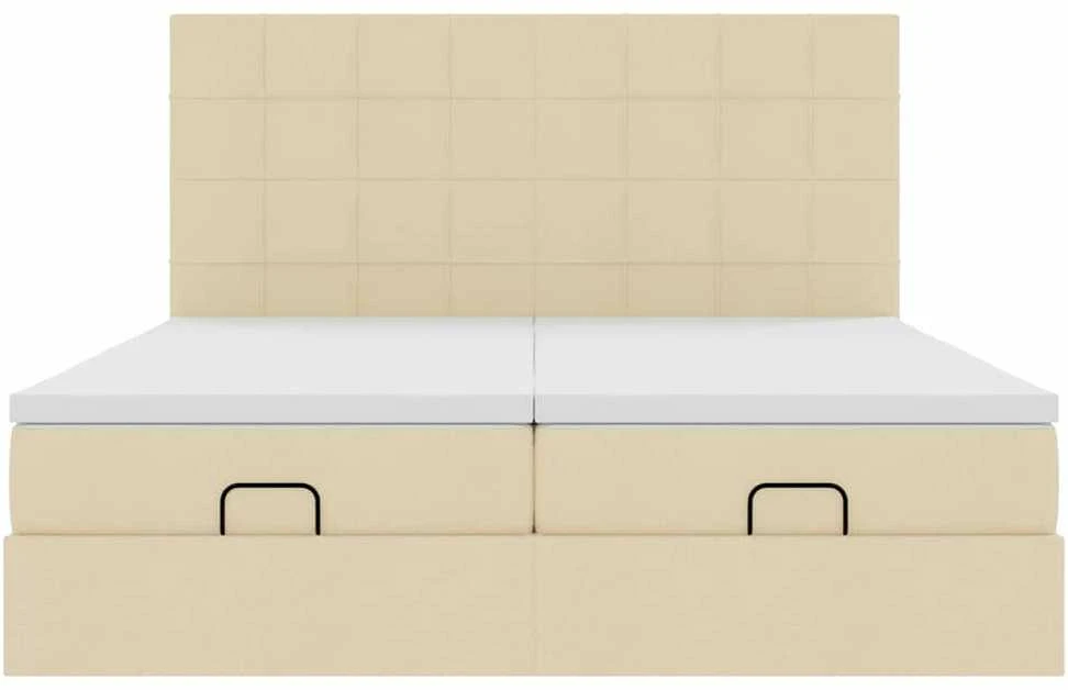 Osmanų lovos rėmas su čiužiniais, kreminis, 200x200cm, audinys