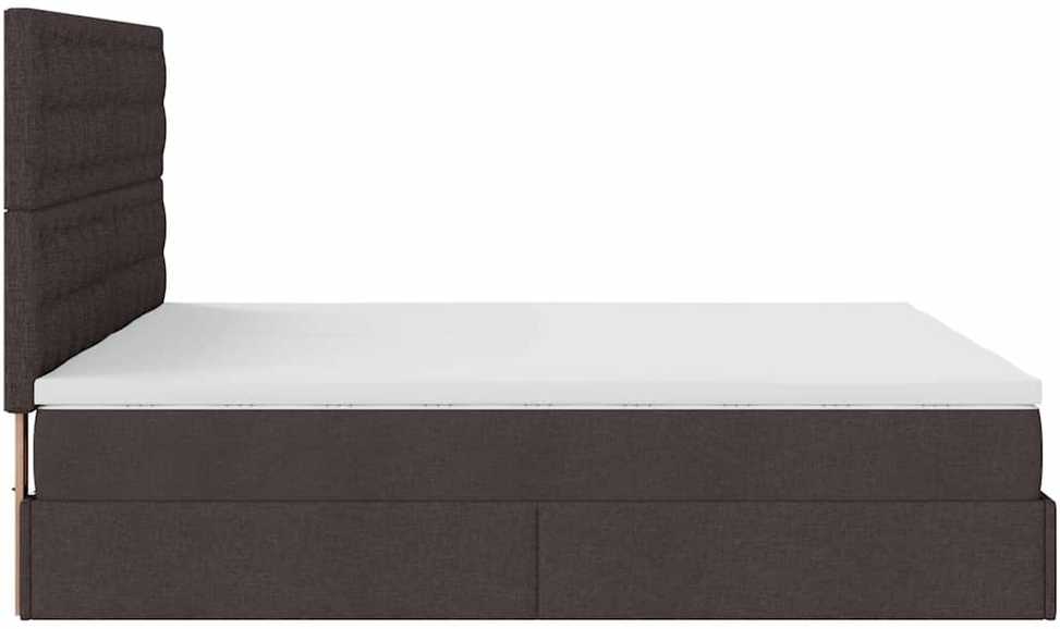 Osmanų lovos rėmas su čiužiniais, rudas, 200x200cm, audinys