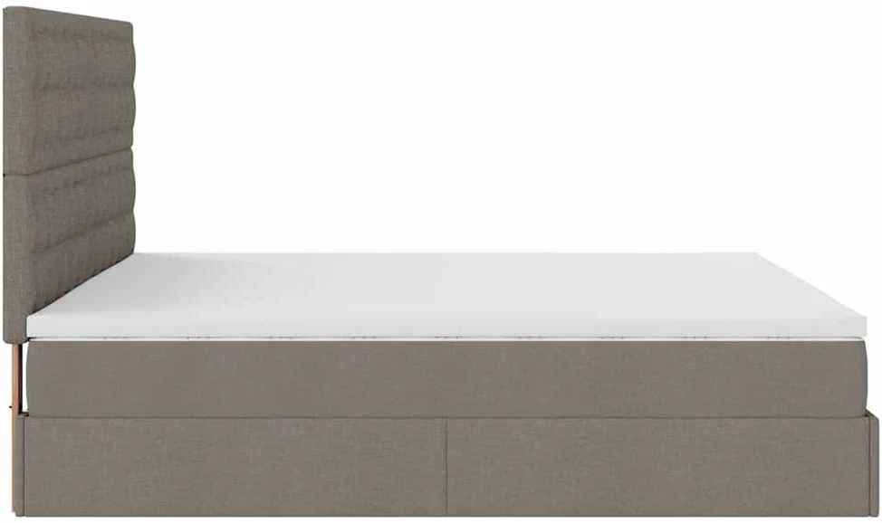 Osmanų lovos rėmas su čiužiniais, taupe, 200x200cm, audinys
