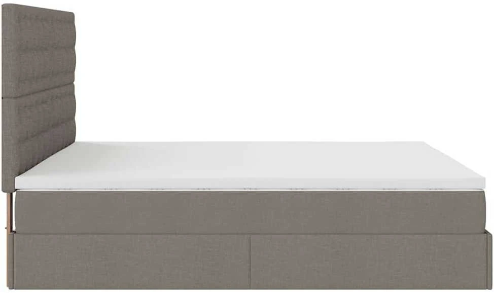 Osmanų lovos rėmas su čiužiniais, taupe, 200x200cm, audinys