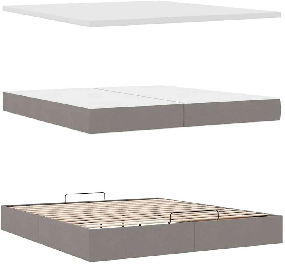 Osmanų lovos rėmas su čiužiniais, taupe, 200x200cm, audinys