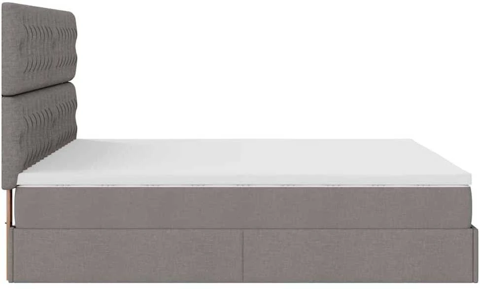 Osmanų lovos rėmas su čiužiniais, taupe, 200x200cm, audinys
