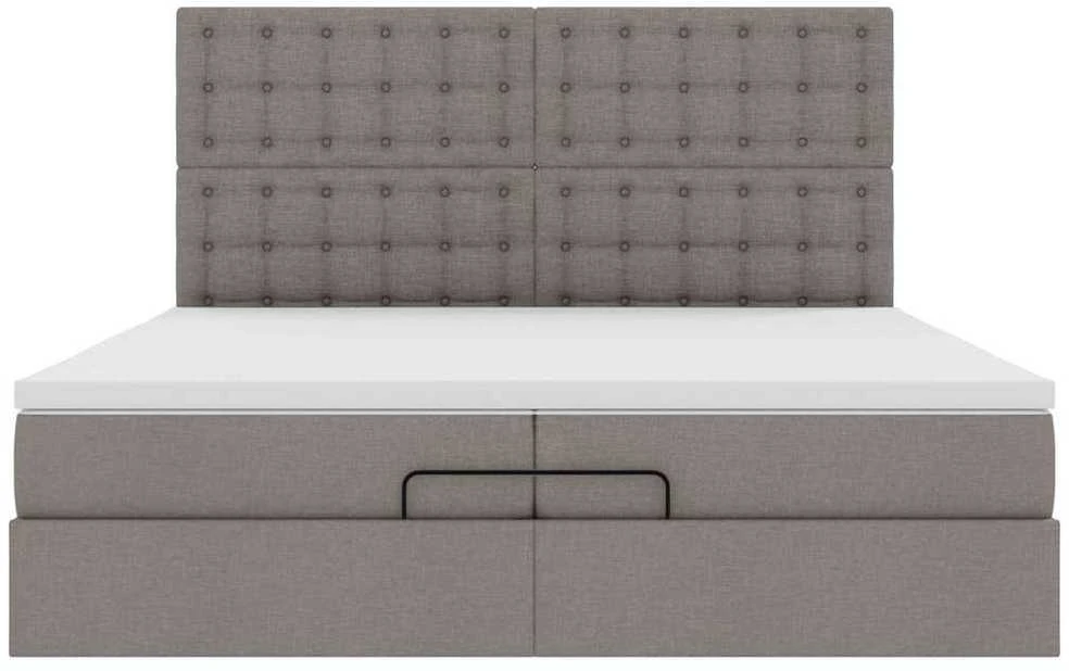Osmanų lovos rėmas su čiužiniais, taupe, 200x200cm, audinys