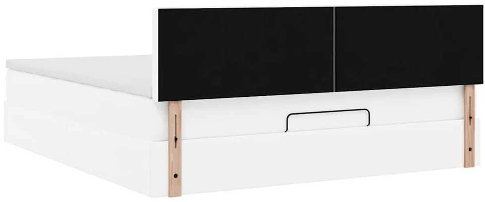 Osmanų lovos rėmas su čiužiniu, balta, 180x200cm, dirbtinė oda
