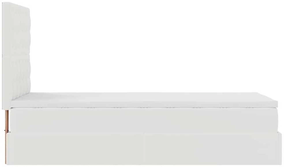 Osmanų lovos rėmas su čiužiniu, balta, 80x200cm, dirbtinė oda
