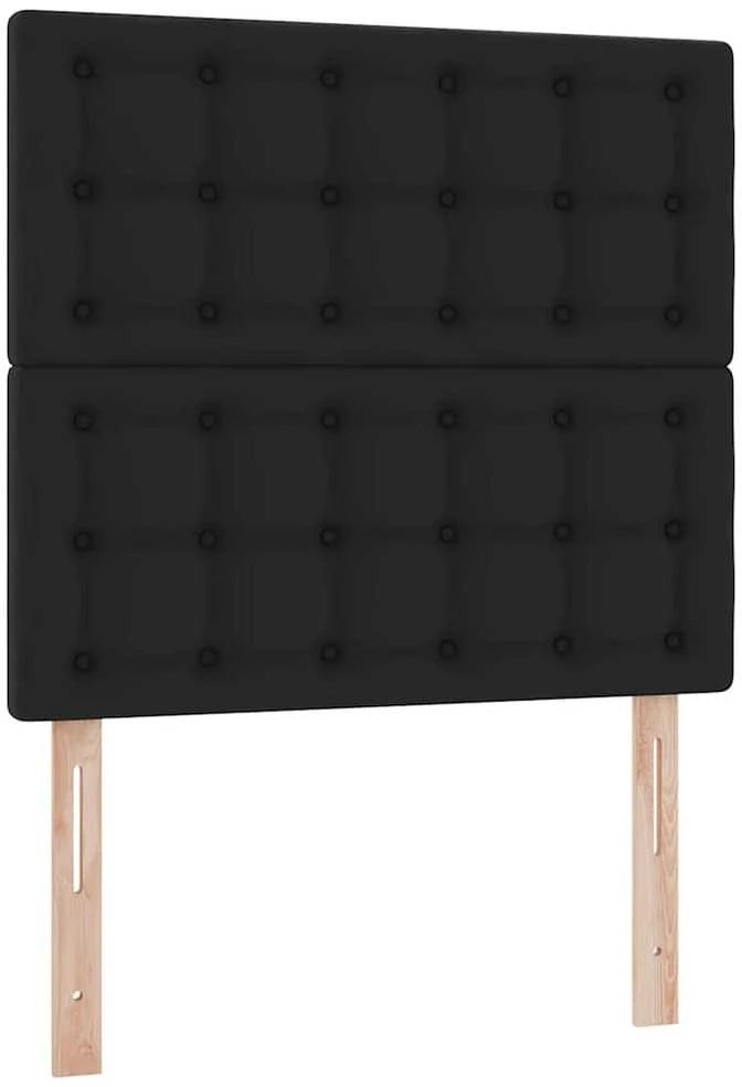 Osmanų lovos rėmas su čiužiniu, juoda, 90x190cm, dirbtinė oda