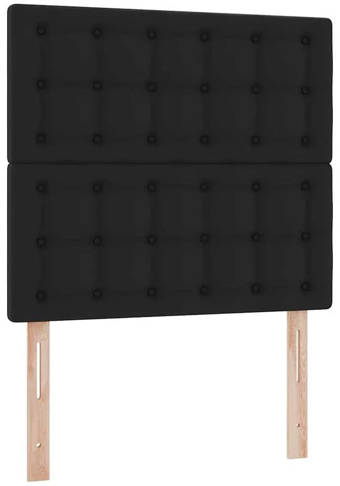Osmanų lovos rėmas su čiužiniu, juoda, 100x200cm, dirbtinė oda