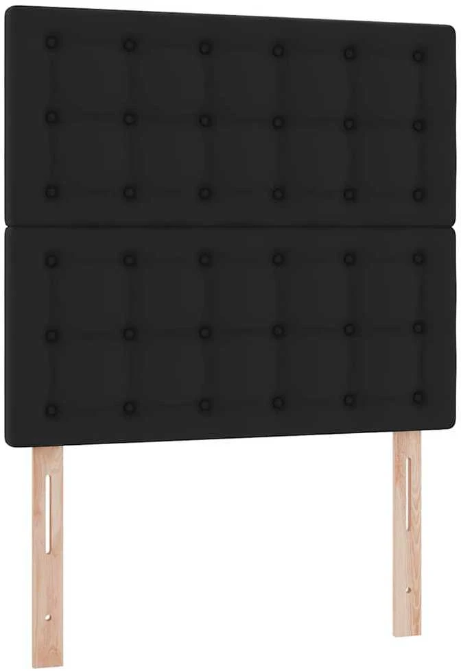Osmanų lovos rėmas su čiužiniu, juoda, 90x200cm, dirbtinė oda