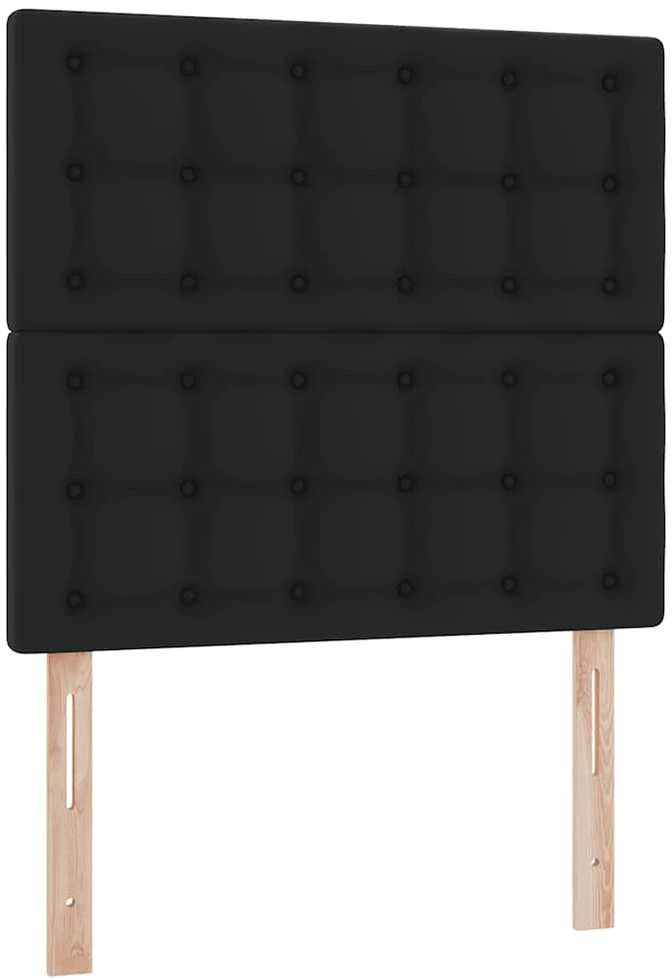 Osmanų lovos rėmas su čiužiniu, juodas, 80x200cm, dirbtinė oda