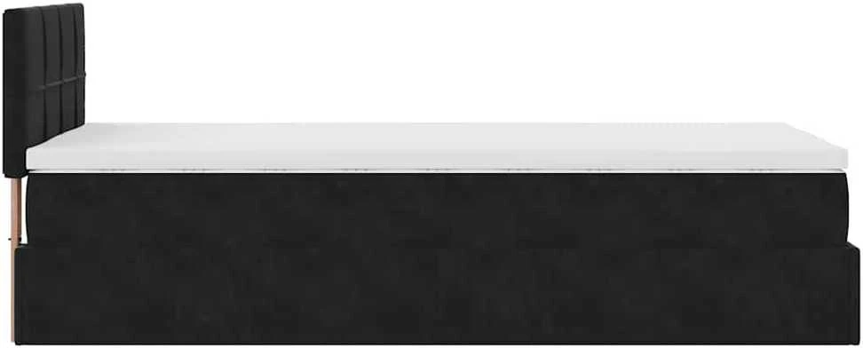 Osmanų lovos rėmas su čiužiniu, juodas, 90x200cm, aksomas
