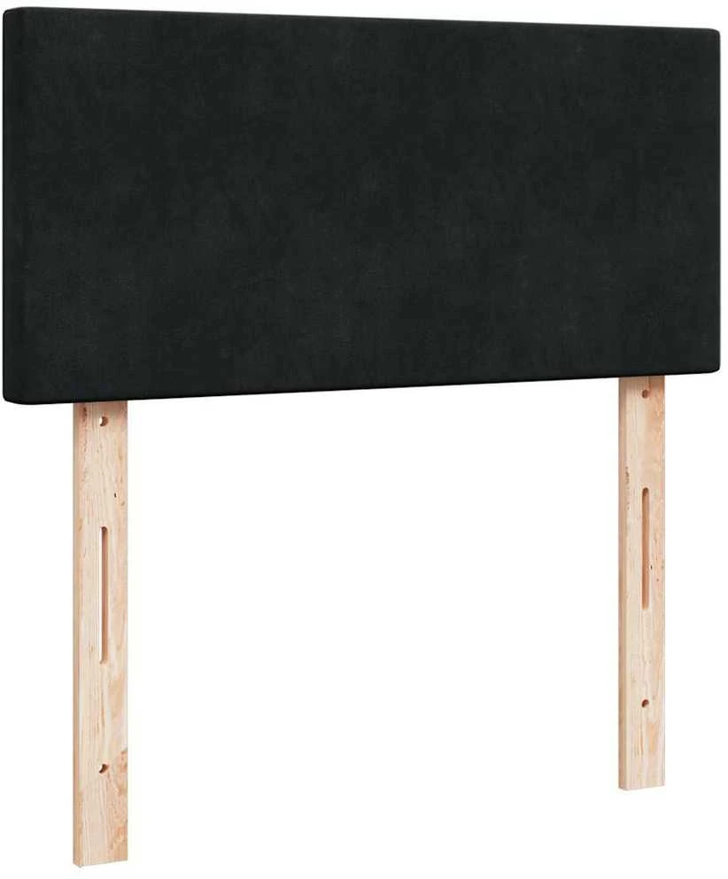 Osmanų lovos rėmas su čiužiniu, juodas, 100x200cm, aksomas