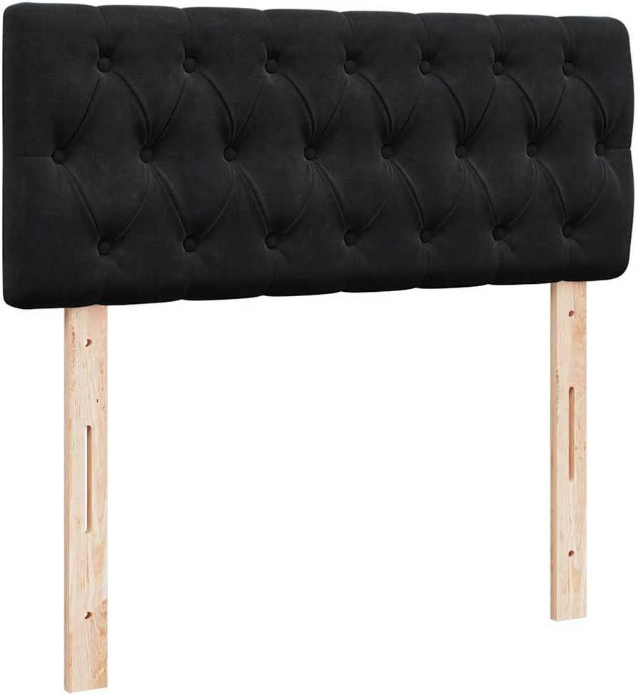 Lova Osmanų lovos rėmas su čiužiniu, juodas, 120x190 cm, aksomas