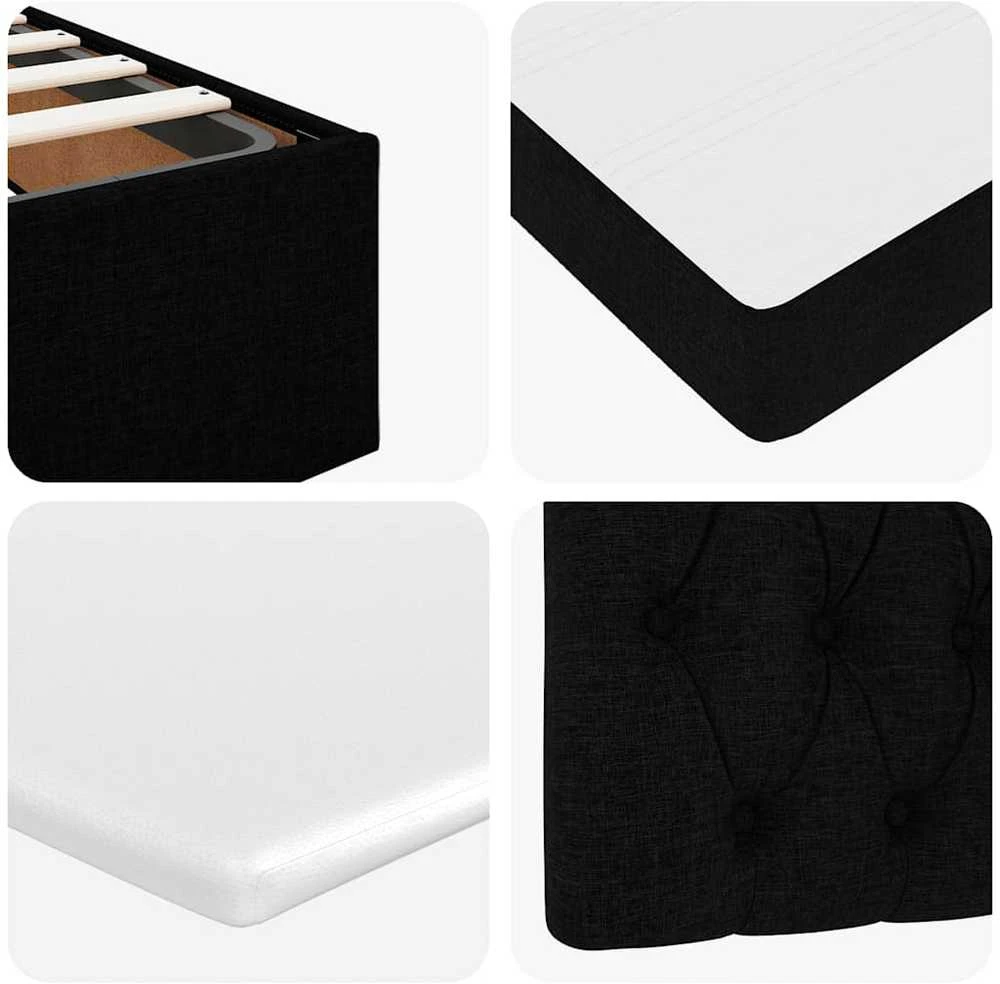Osmanų lovos rėmas su čiužiniu, juodas, 90x200cm, audinys