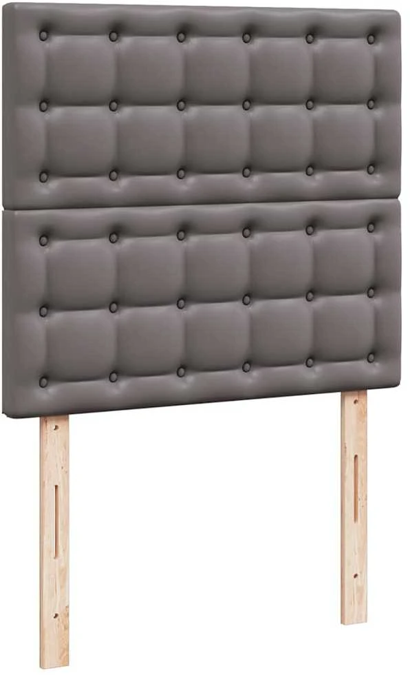 Osmanų lovos rėmas su čiužiniu, pilka, 90x200cm, dirbtinė oda