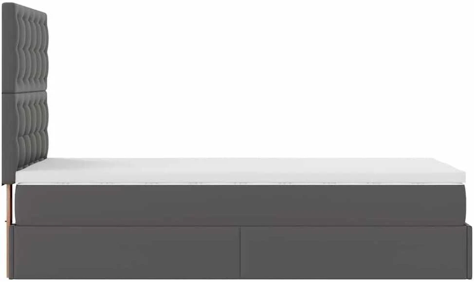 Osmanų lovos rėmas su čiužiniu, pilka, 80x200cm, dirbtinė oda